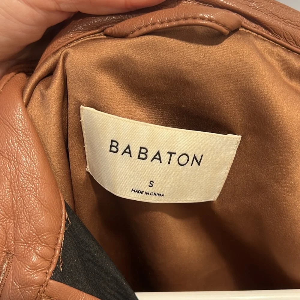 Aritzia x Babaton Pelli Shirt Leather Jacket x Brown x Size S - Picture 5 of 5